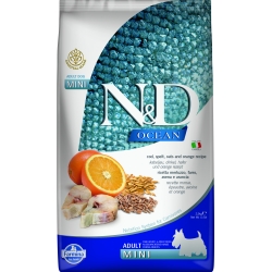 FARMINA N&D OCEAN DOG CODFISH, SPELT, OATS AND ORANGE ADULT MINI 2.5KG